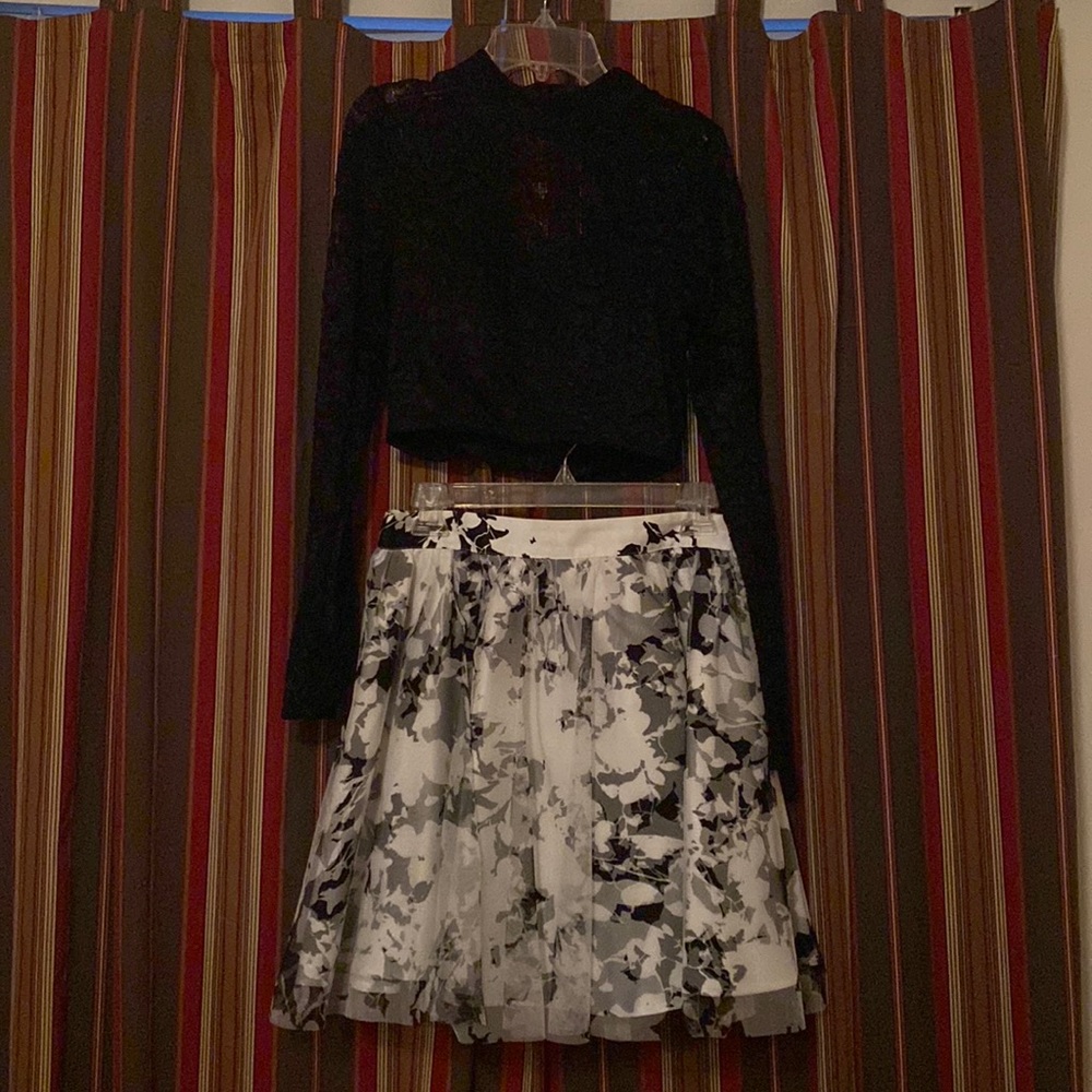 Black and White Two Piece Homecoming Dress